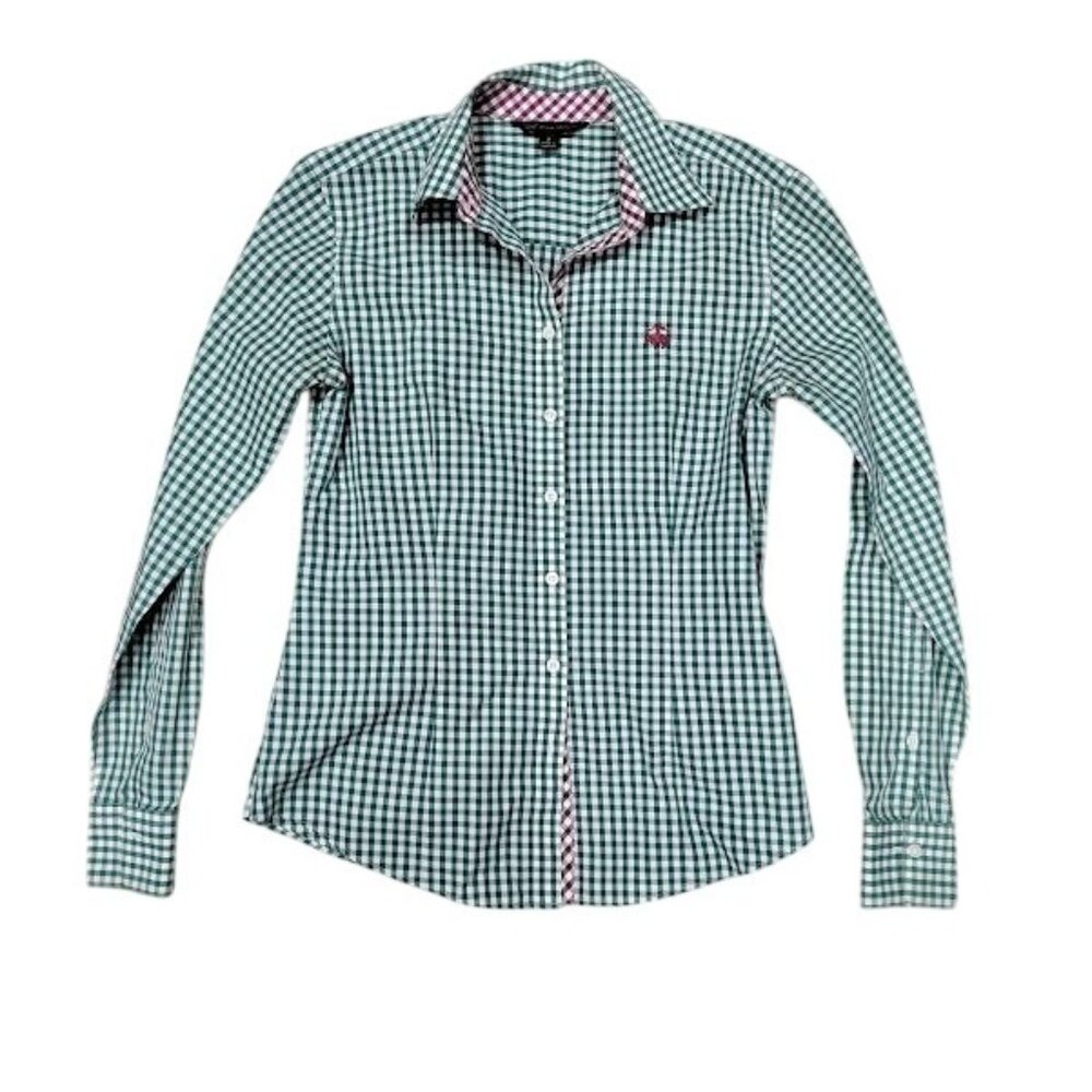 Brooks Brothers 346 Preppy Checkered Button-Down Shirt Boys Green White Size 2 - Picture 1 of 10